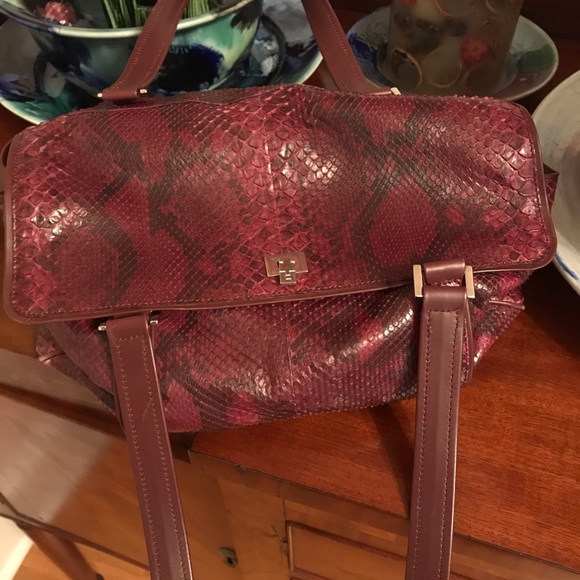 LAMBERTSON-TRUEX handbag, plum python - Picture 2 of 2